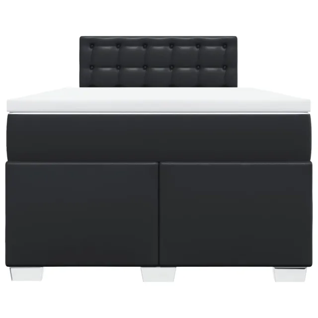 Sommier à lattes de lit avec matelas noir 120x190 cm similicuir