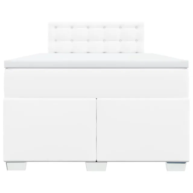 Sommier à lattes de lit avec matelas blanc 120x190cm similicuir