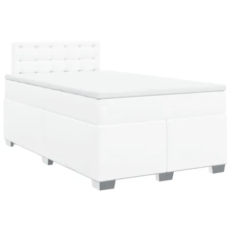 Sommier à lattes de lit avec matelas Blanc 120x200cm Similicuir