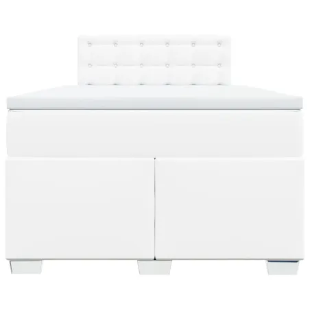 Sommier à lattes de lit avec matelas Blanc 120x200cm Similicuir