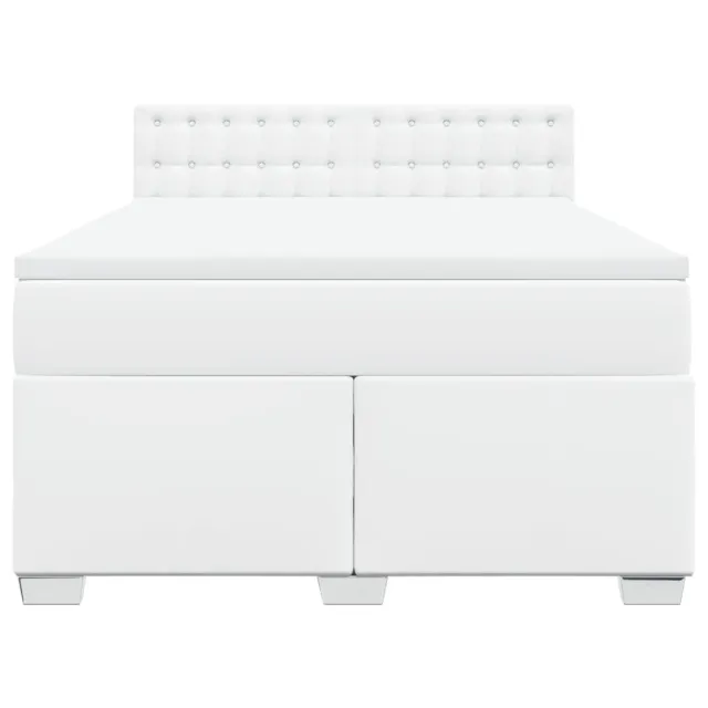 Sommier à lattes de lit avec matelas Blanc 140x190cm Similicuir