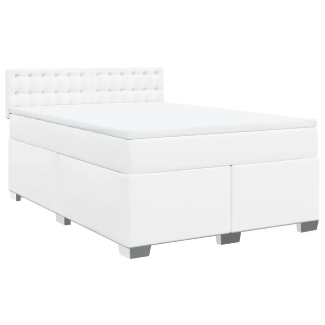 Sommier à lattes de lit avec matelas Blanc 160x200cm Similicuir