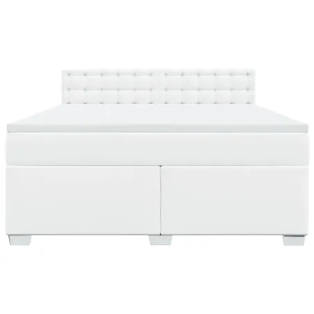 Sommier à lattes de lit avec matelas Blanc 180x200cm Similicuir