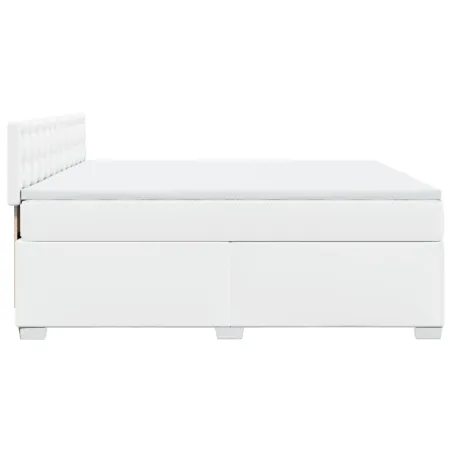 Sommier à lattes de lit avec matelas Blanc 180x200cm Similicuir