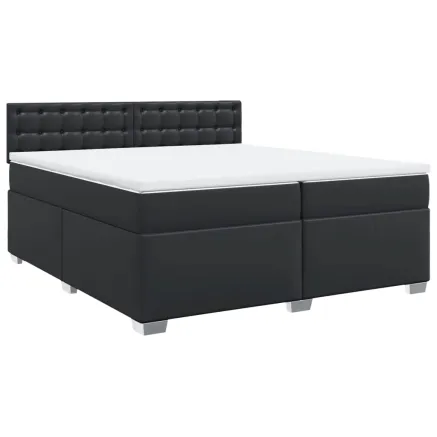 Sommier à lattes de lit avec matelas Noir 200x200 cm Similicuir 2