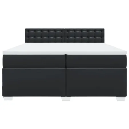 Sommier à lattes de lit avec matelas Noir 200x200 cm Similicuir