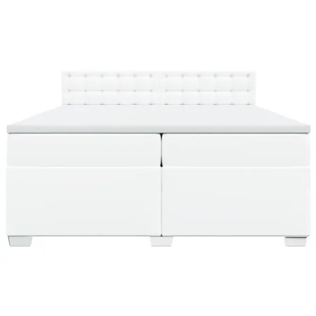 Sommier à lattes de lit avec matelas Blanc 200x200cm Similicuir
