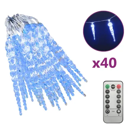 Guirlande lumineuse à glaçons de Noël 40 pcs Bleu Acrylique 2