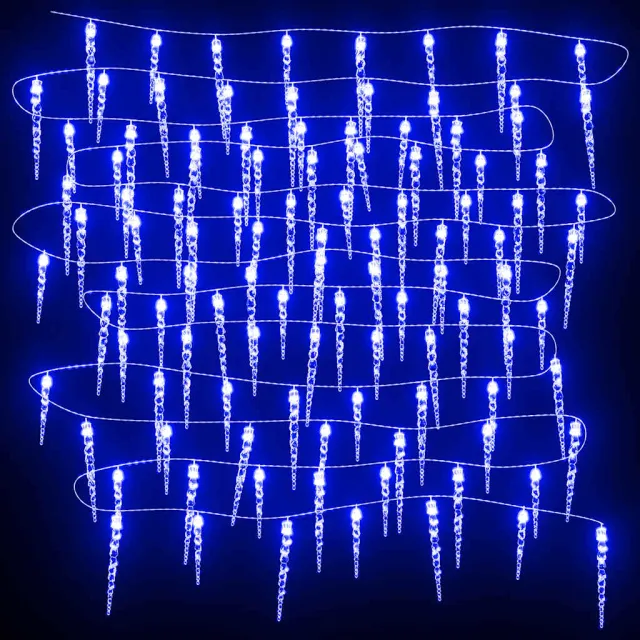 Guirlande lumineuse à glaçons de Noël 40 pcs Bleu Acrylique