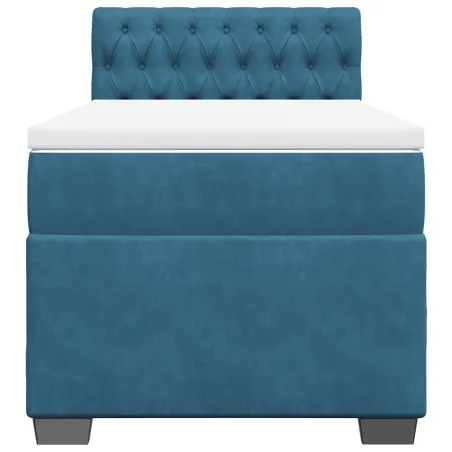 Sommier à lattes de lit et matelas Bleu foncé 80x200 cm Velours