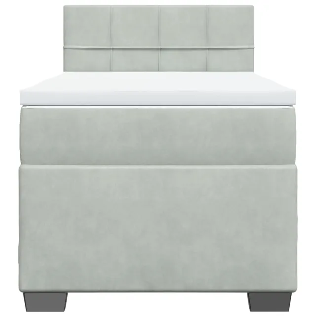 Sommier à lattes de lit et matelas Gris clair 90x200 cm Velours