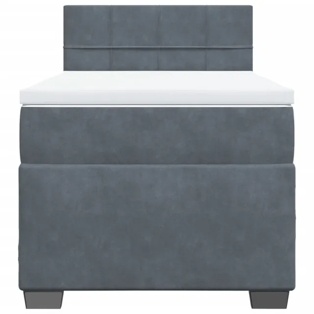 Sommier à lattes de lit et matelas Gris foncé 90x200 cm Velours