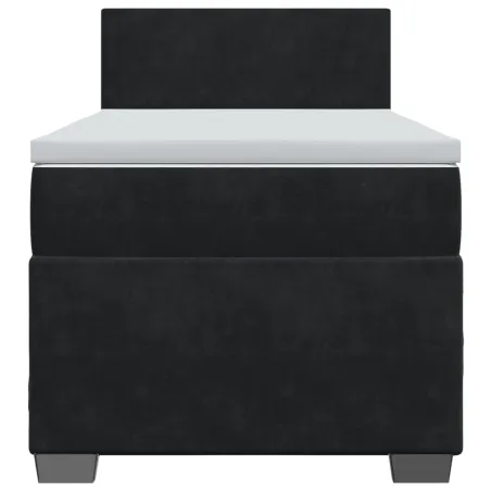 Sommier à lattes de lit avec matelas Noir 100x200 cm Velours