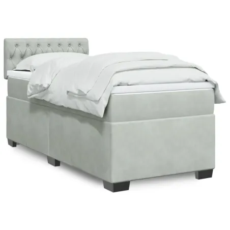 Sommier à lattes de lit et matelas Gris clair 100x200cm Velours