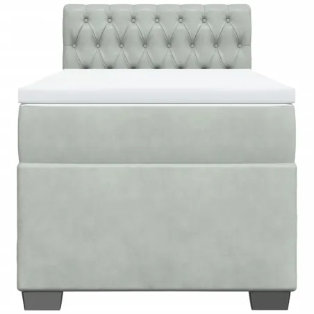 Sommier à lattes de lit et matelas Gris clair 100x200cm Velours