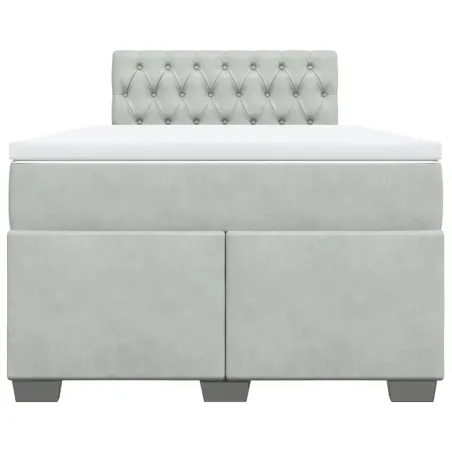 Sommier à lattes de lit et matelas gris clair 120x190cm velours