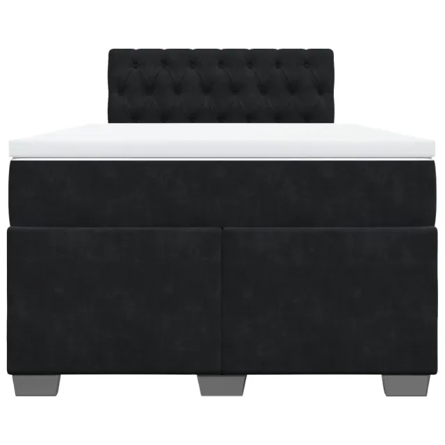 Sommier à lattes de lit avec matelas noir 120x190 cm velours