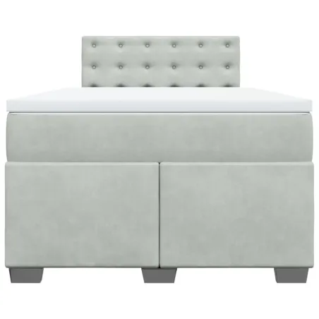 Sommier à lattes de lit et matelas gris clair 120x190cm velours