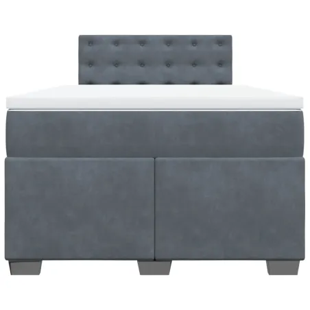Sommier à lattes de lit et matelas gris foncé 120x190cm velours