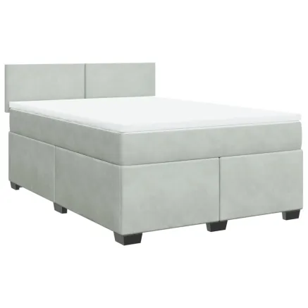 Sommier à lattes de lit et matelas Gris clair 140x190cm Velours 2