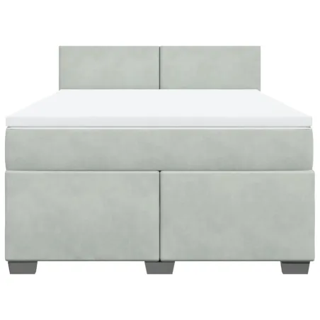 Sommier à lattes de lit et matelas Gris clair 140x190cm Velours