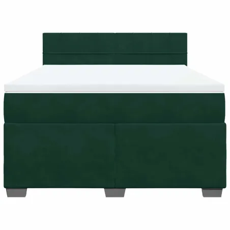Sommier à lattes de lit et matelas Vert foncé 140x190cm Velours