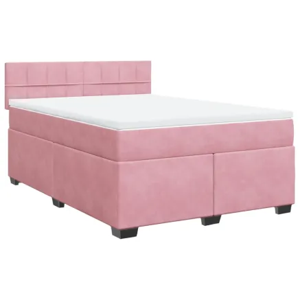 Sommier à lattes de lit avec matelas Rose 140x190 cm Velours 2
