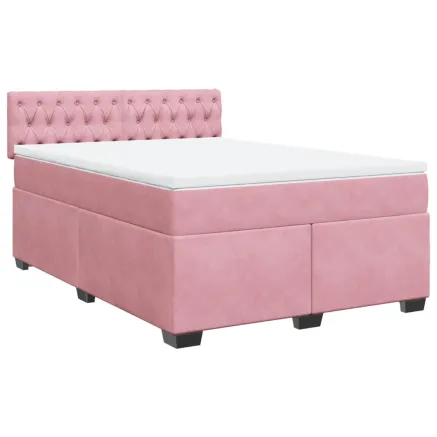 Sommier à lattes de lit avec matelas Rose 140x190 cm Velours 2
