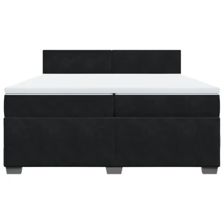 Sommier à lattes de lit et matelas Noir 200x200 cm Velours