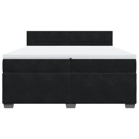 Sommier à lattes de lit et matelas Noir 200x200 cm Velours