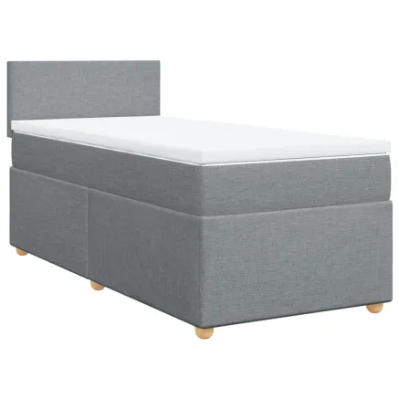 Sommier à lattes de lit avec matelas gris clair 80x200 cm tissu 2