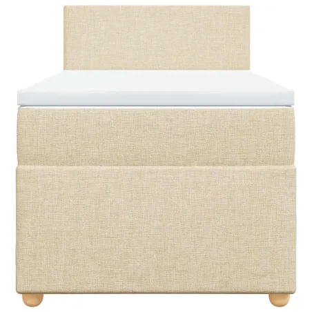Sommier à lattes de lit avec matelas Crème 80x200 cm Tissu
