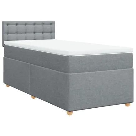 Sommier à lattes de lit avec matelas gris clair 80x200 cm tissu 2