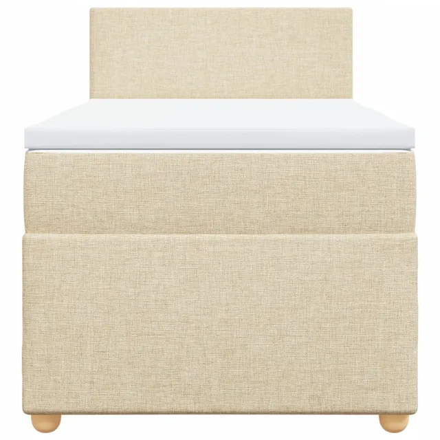 Sommier à lattes de lit et matelas Crème 90x190 cm Tissu