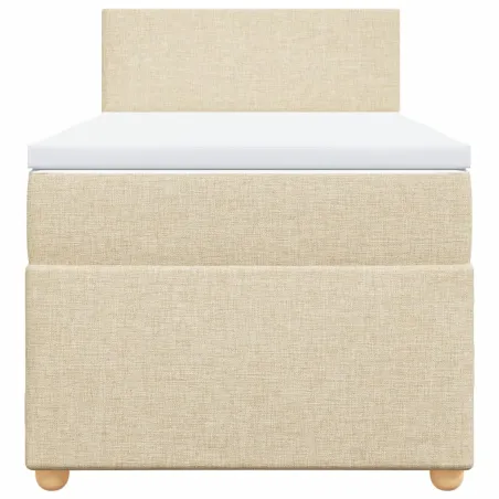 Sommier à lattes de lit et matelas Crème 90x190 cm Tissu