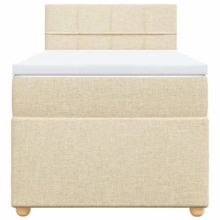 Sommier à lattes de lit et matelas Crème 90x190 cm Tissu