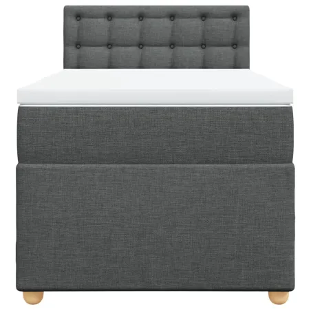 Sommier à lattes de lit et matelas Gris foncé 90x190 cm Tissu