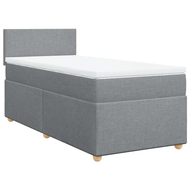 Sommier à lattes de lit avec matelas Gris clair 90x200 cm Tissu