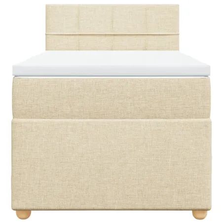 Sommier à lattes de lit avec matelas Crème 90x200 cm Tissu