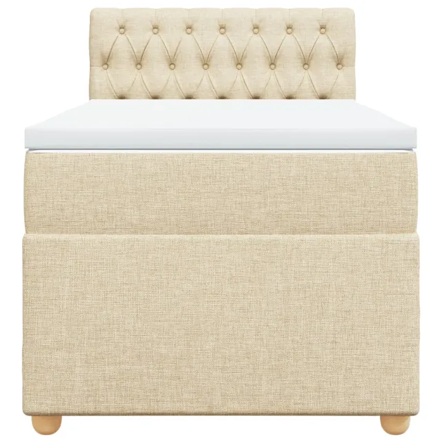 Sommier à lattes de lit avec matelas Crème 90x200 cm Tissu