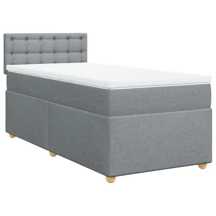 Sommier à lattes de lit avec matelas Gris clair 90x200 cm Tissu 2