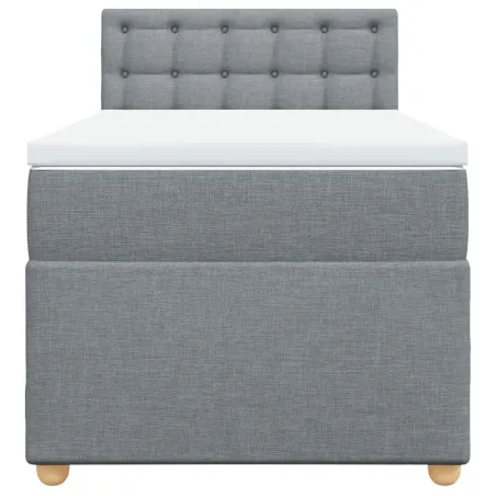 Sommier à lattes de lit avec matelas Gris clair 90x200 cm Tissu