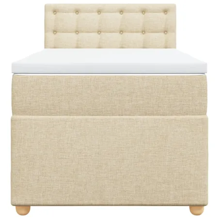 Sommier à lattes de lit avec matelas Crème 90x200 cm Tissu