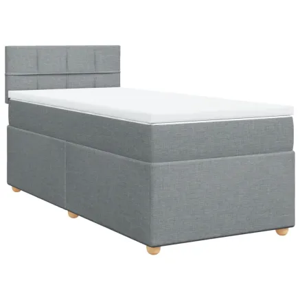 Sommier à lattes de lit avec matelas Gris clair 100x200cm Tissu 2