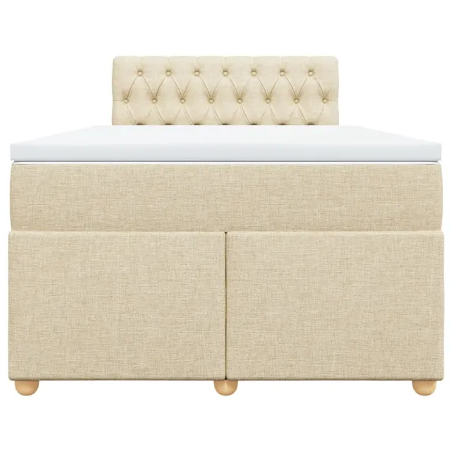 Sommier à lattes de lit avec matelas crème 120x190 cm tissu