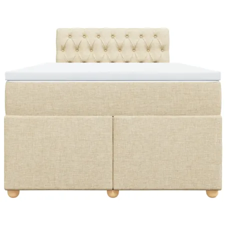 Sommier à lattes de lit avec matelas crème 120x190 cm tissu