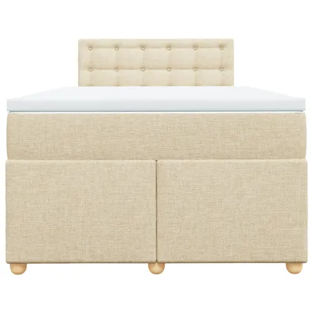 Sommier à lattes de lit avec matelas crème 120x190 cm tissu