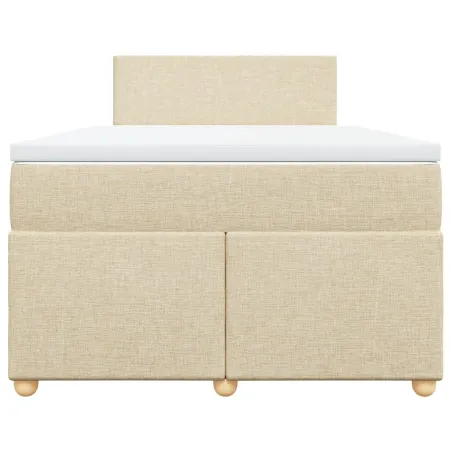 Sommier à lattes de lit avec matelas Crème 120x200 cm Tissu