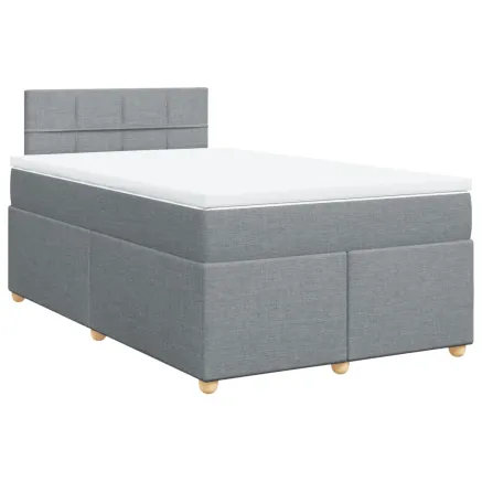Sommier à lattes de lit avec matelas Gris clair 120x200cm Tissu 2