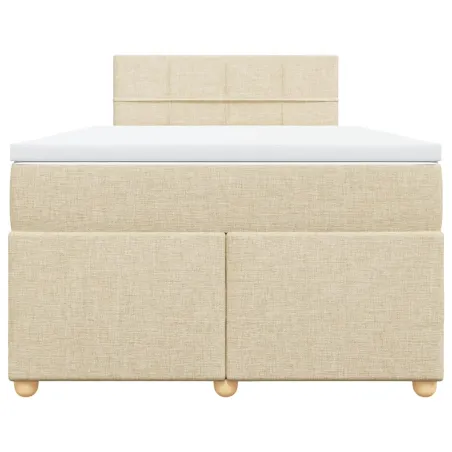Sommier à lattes de lit avec matelas Crème 120x200 cm Tissu